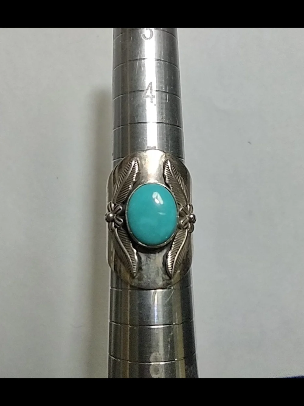 Vintage Kingman Turquoise Sterling Cigar Band Ring Size 6